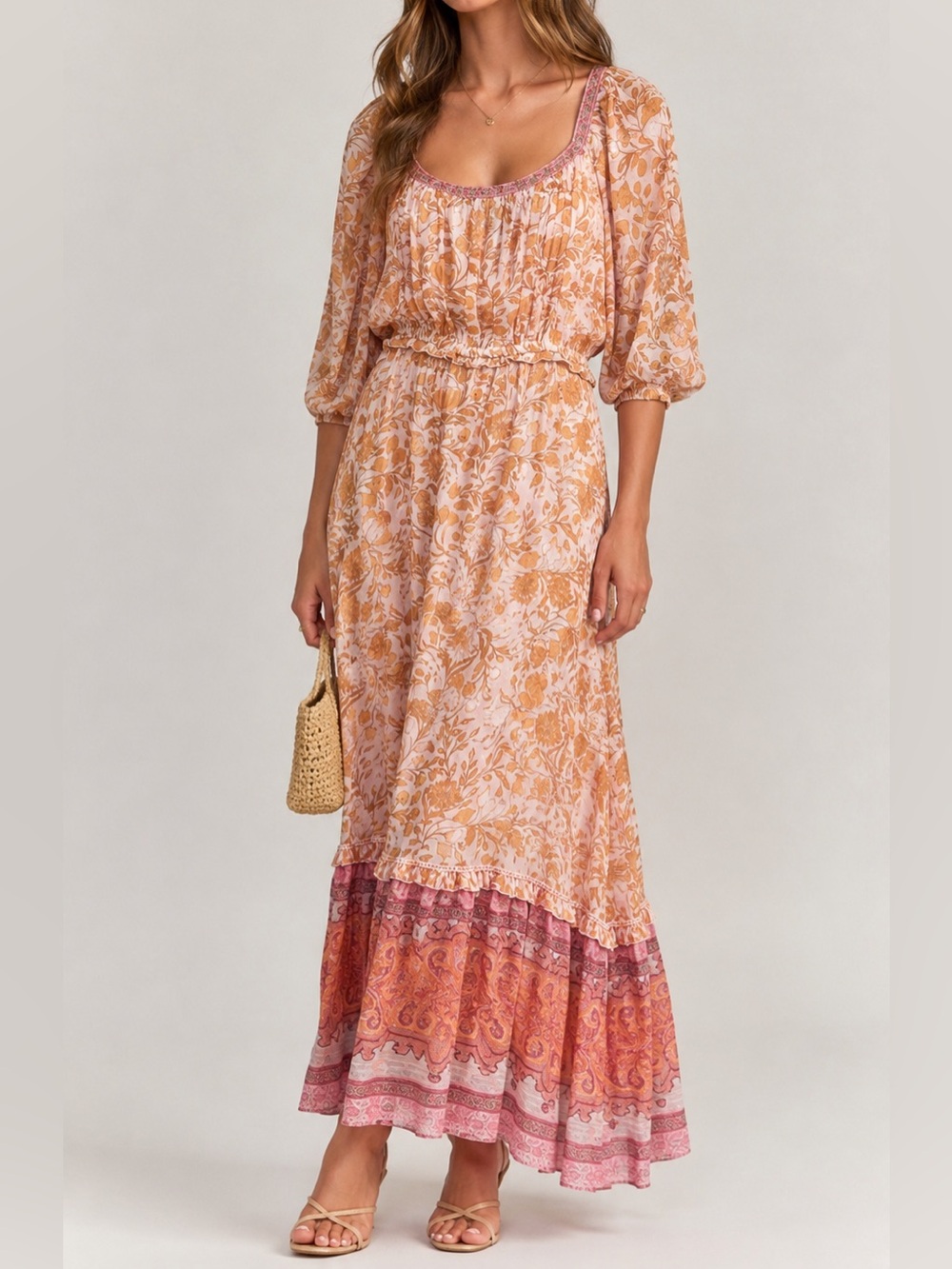 NWT Super Natural by Secret Mission Aviana floral maxi dress Xl Boho Romantic
